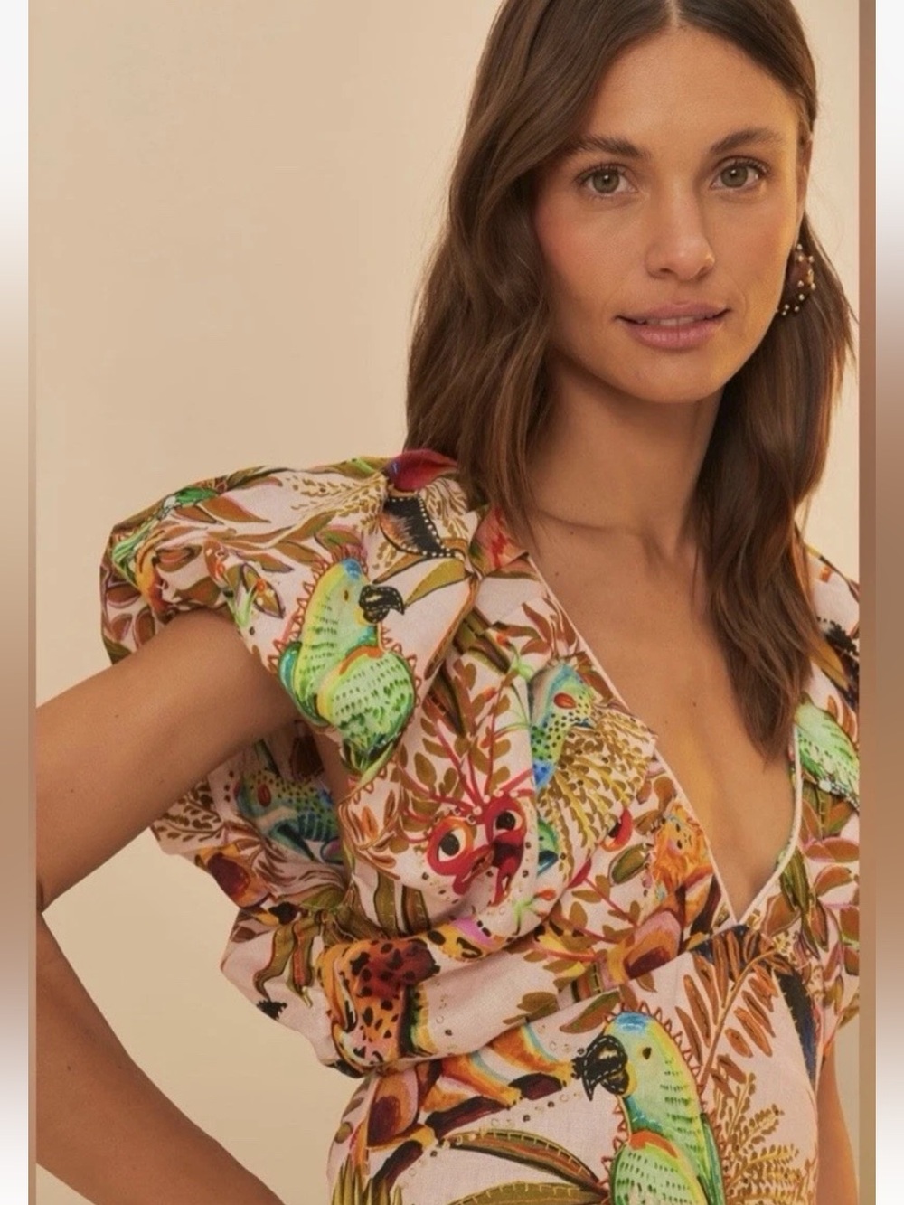 Farm Rio: INTO THE JUNGLE PINK SLEEVELESS MIDI DRESS - Picture 6 of 14